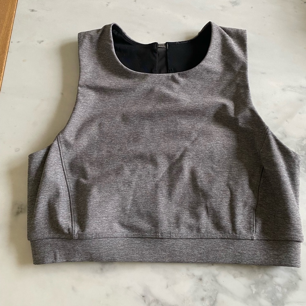 Lululemon Grey Mesh Back Cropped Top